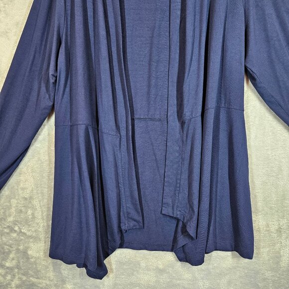 Susan Graver Womens Liquid Knit Open Front Duster Cardigan Large Size Navy - Picture 5 of 10